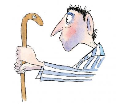Illustration of Michael Rosen with his stick