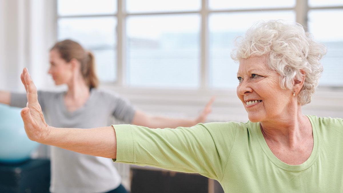 Older woman doing yoga
